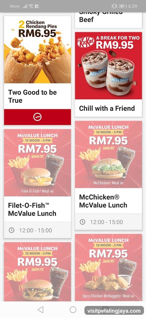 McDonald's Menu App Screen