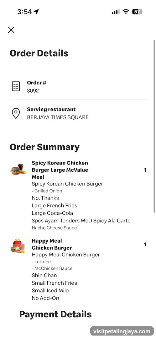 Order Details Screen