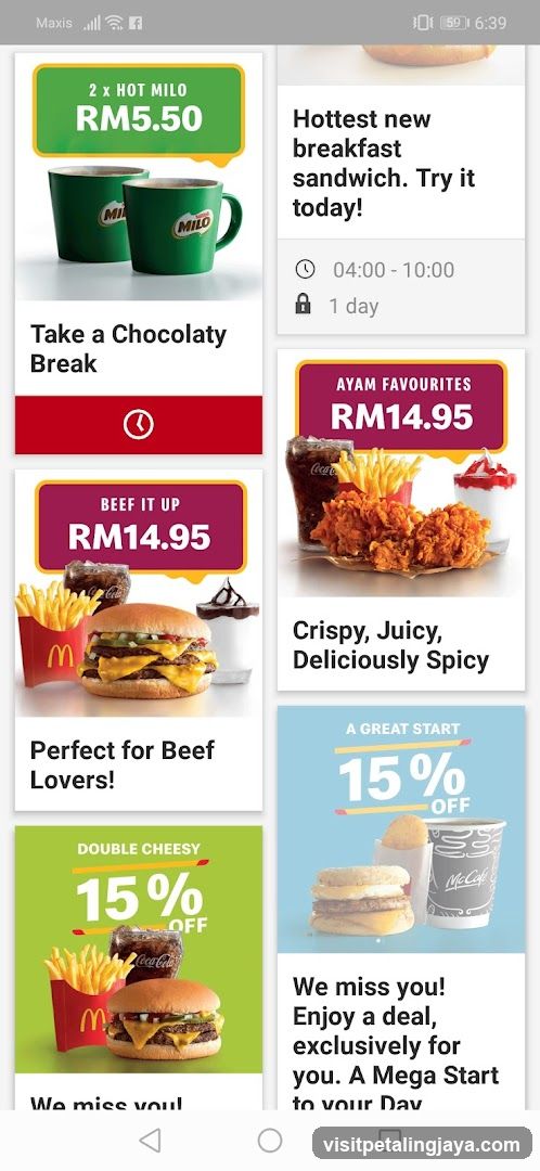 McDonald's Mobile Menu Promotions