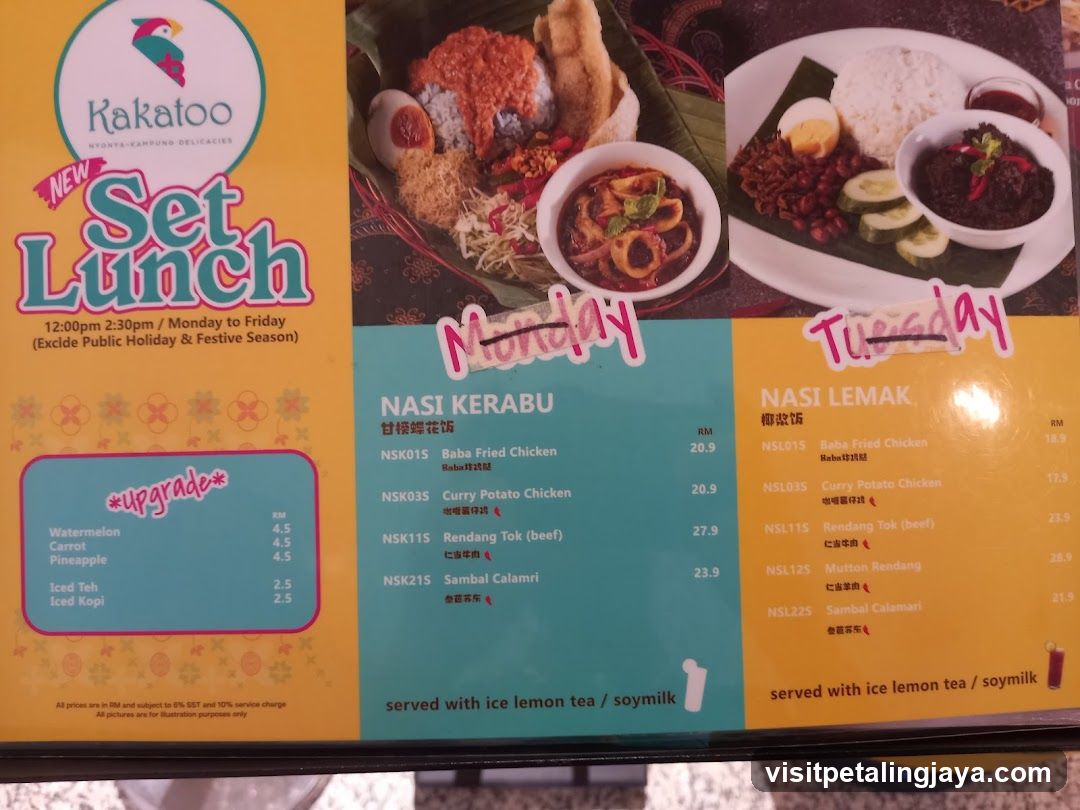 Kakatoo Set Lunch Menu