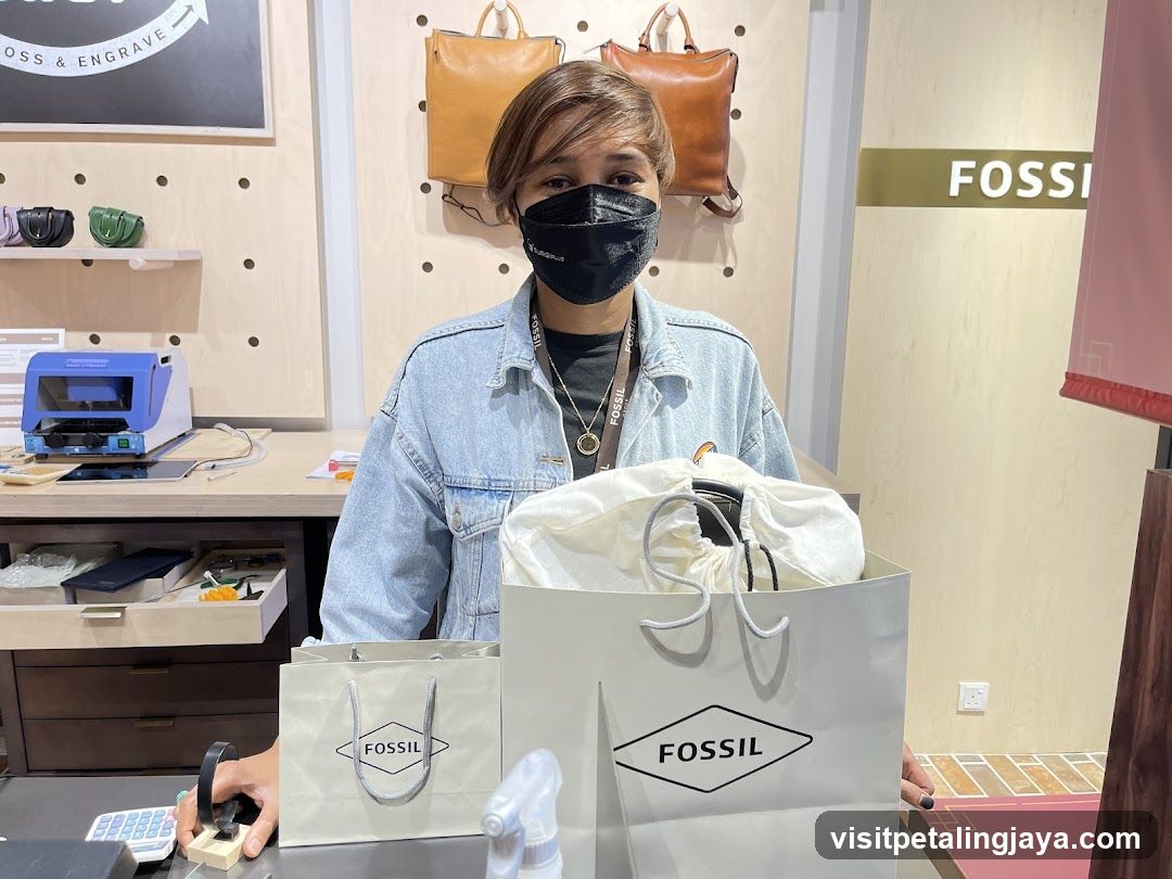 Fossil Store Employee with Shopping Bags