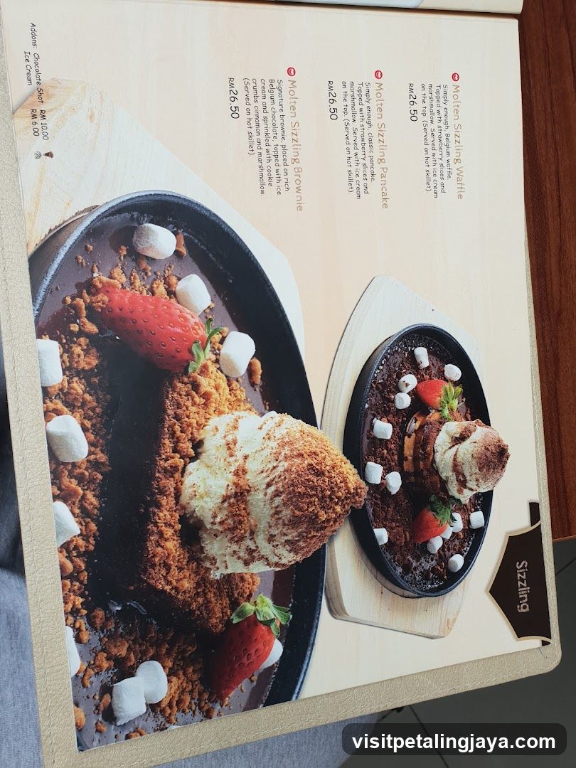 Sizzling Dessert Menu Page