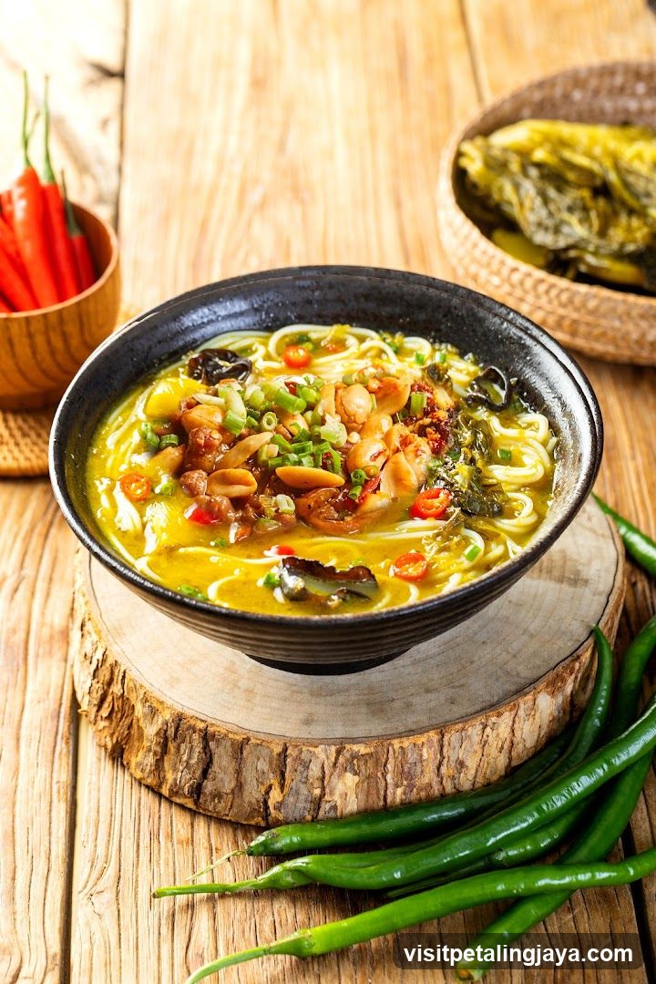 Spicy Noodle Bowl with Peanuts and Greens