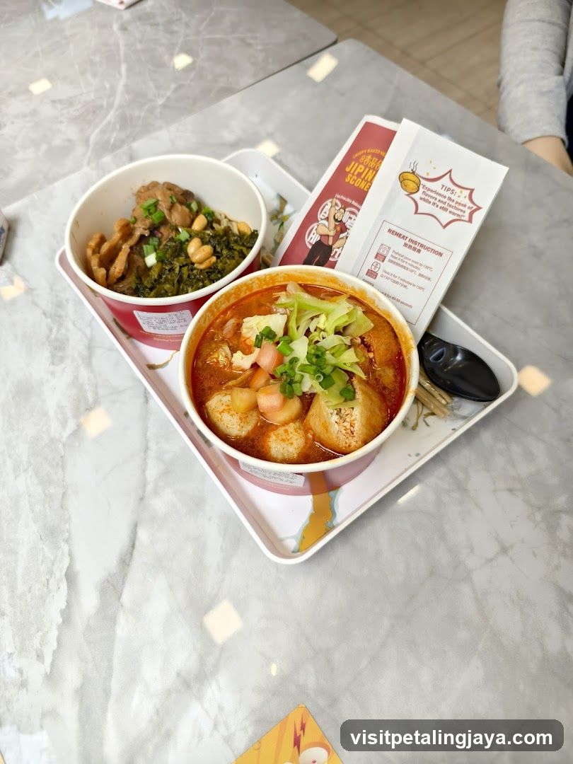 Food Tray with Bowls and Menu Card
