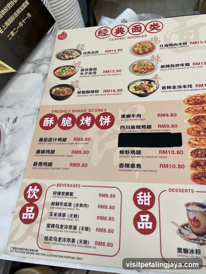 Classic Noodles & Scones Menu
