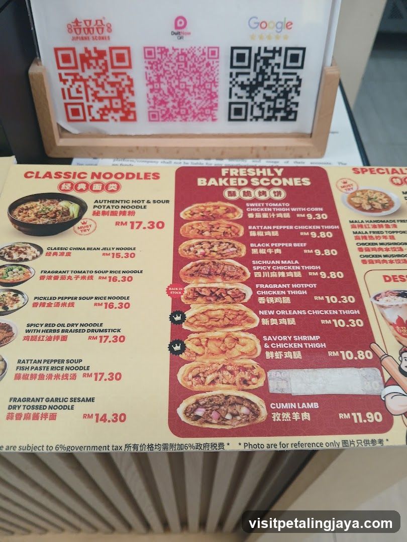 Classic Noodles & Freshly Baked Scones Menu