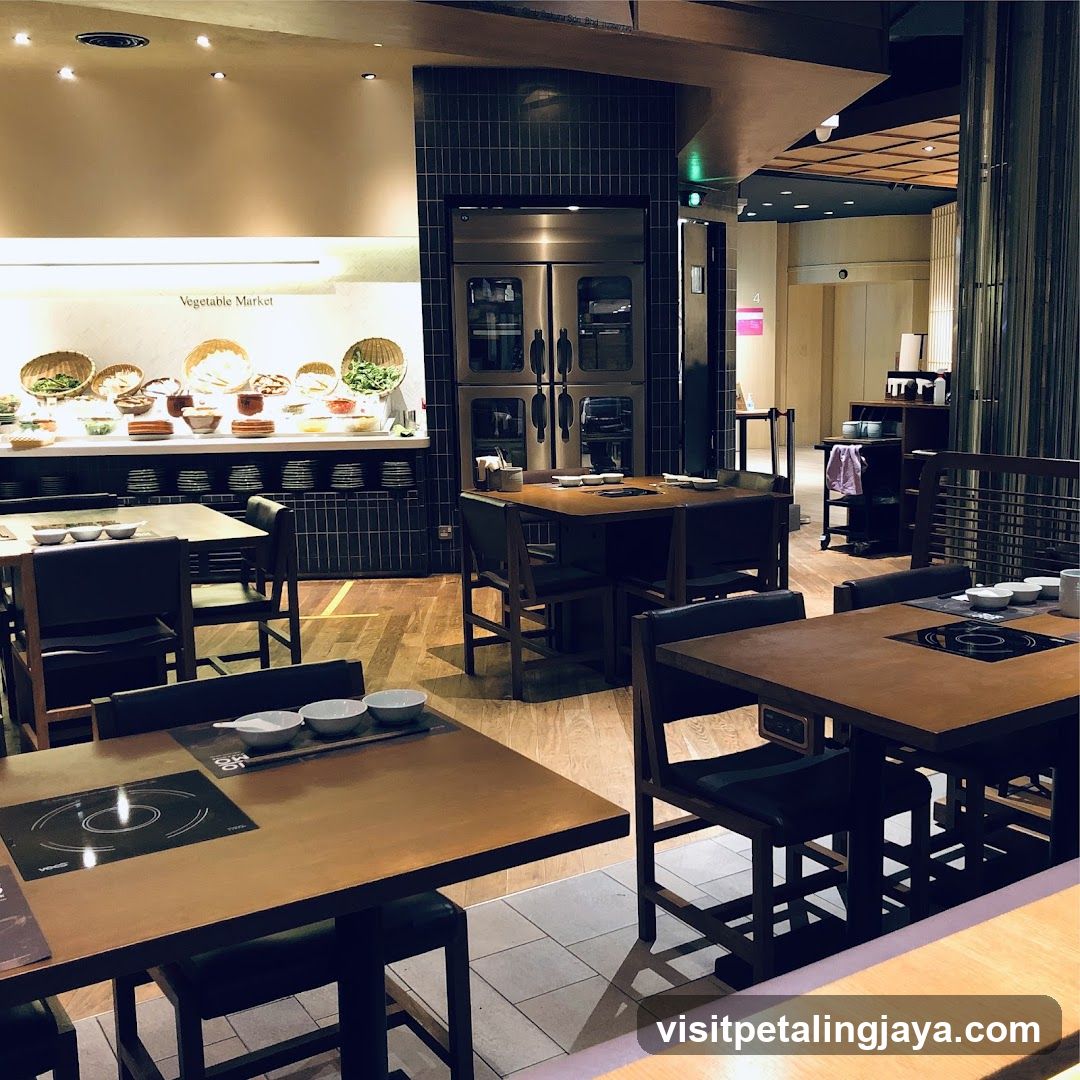 Restaurant Interior with Buffet and Dining Tables