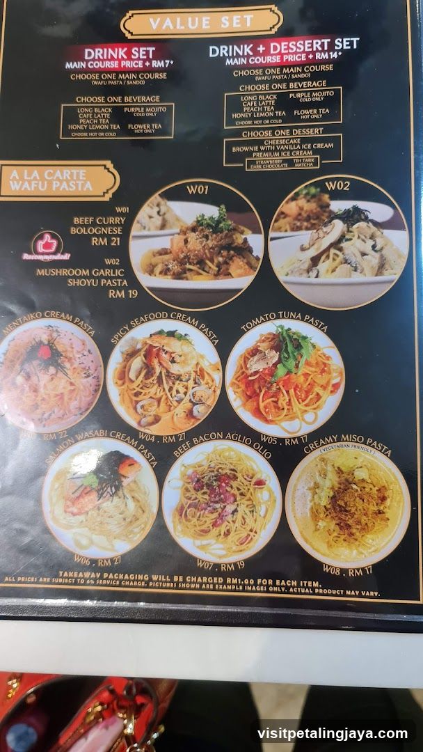 Wafu Pasta Menu