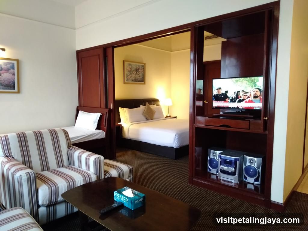 Hotel Room Interior with Entertainment Unit