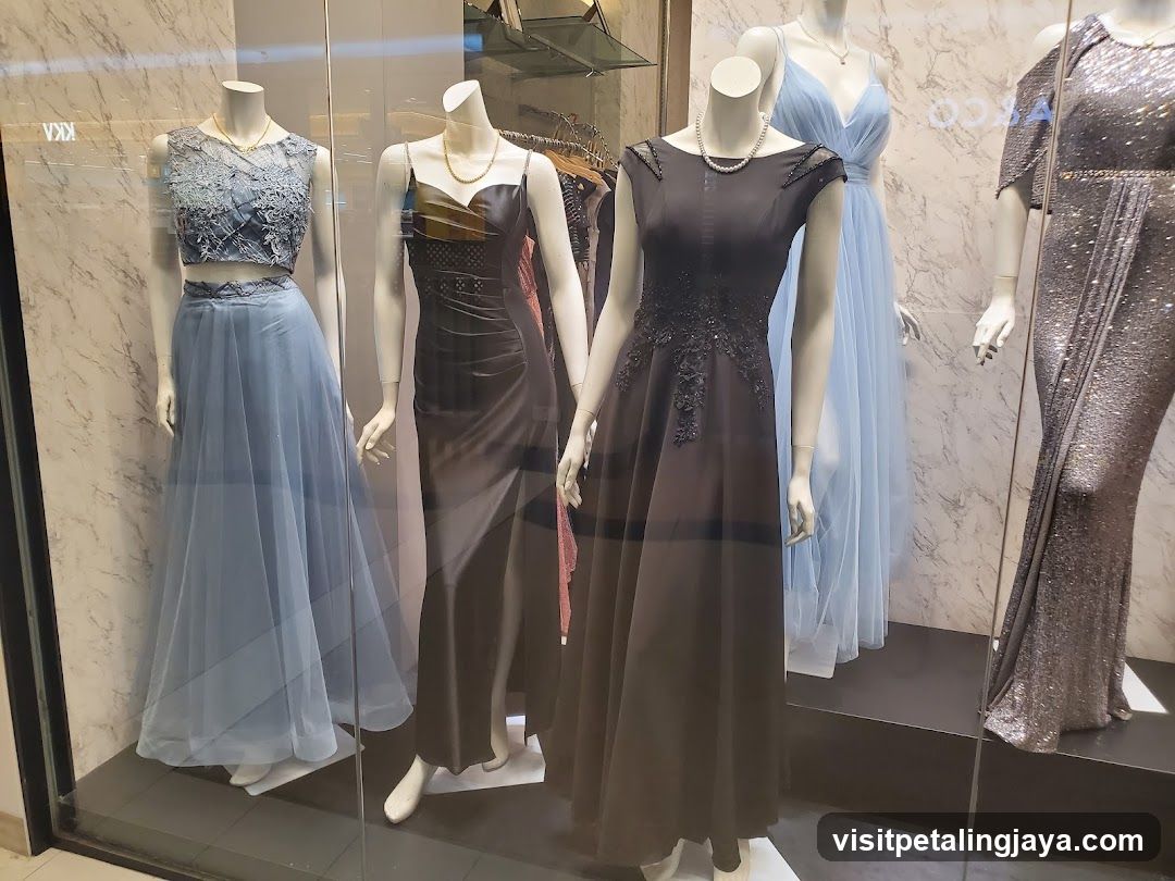 Dresses on Mannequins in a Store Window