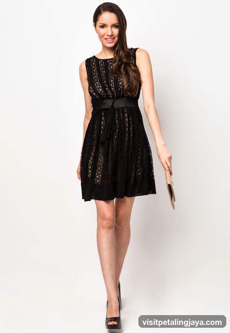 Woman in Black Lace Dress