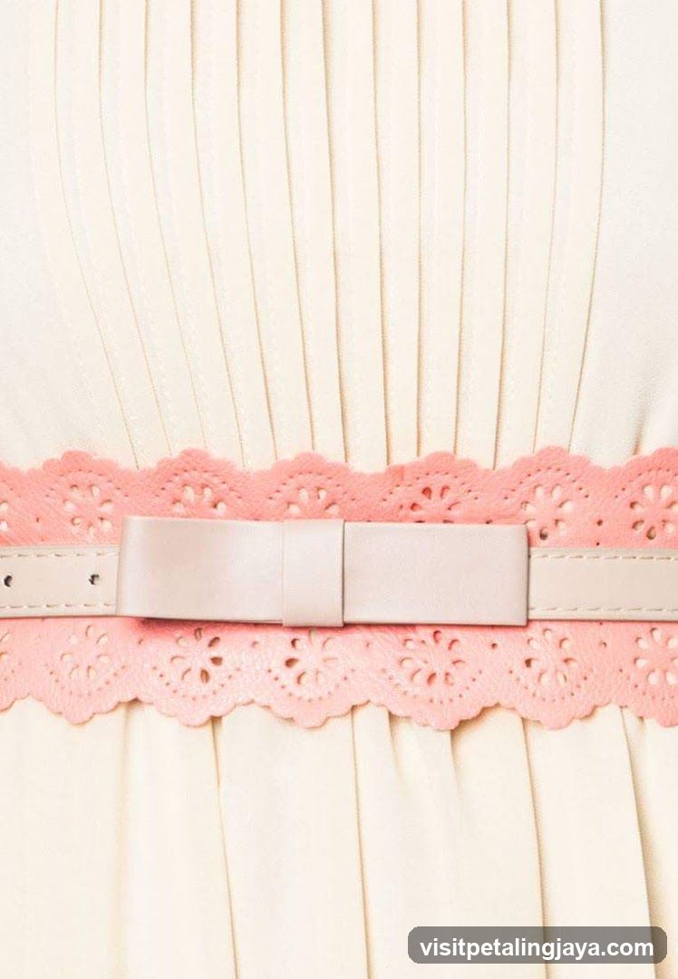 Cream Dress with Pink Belt