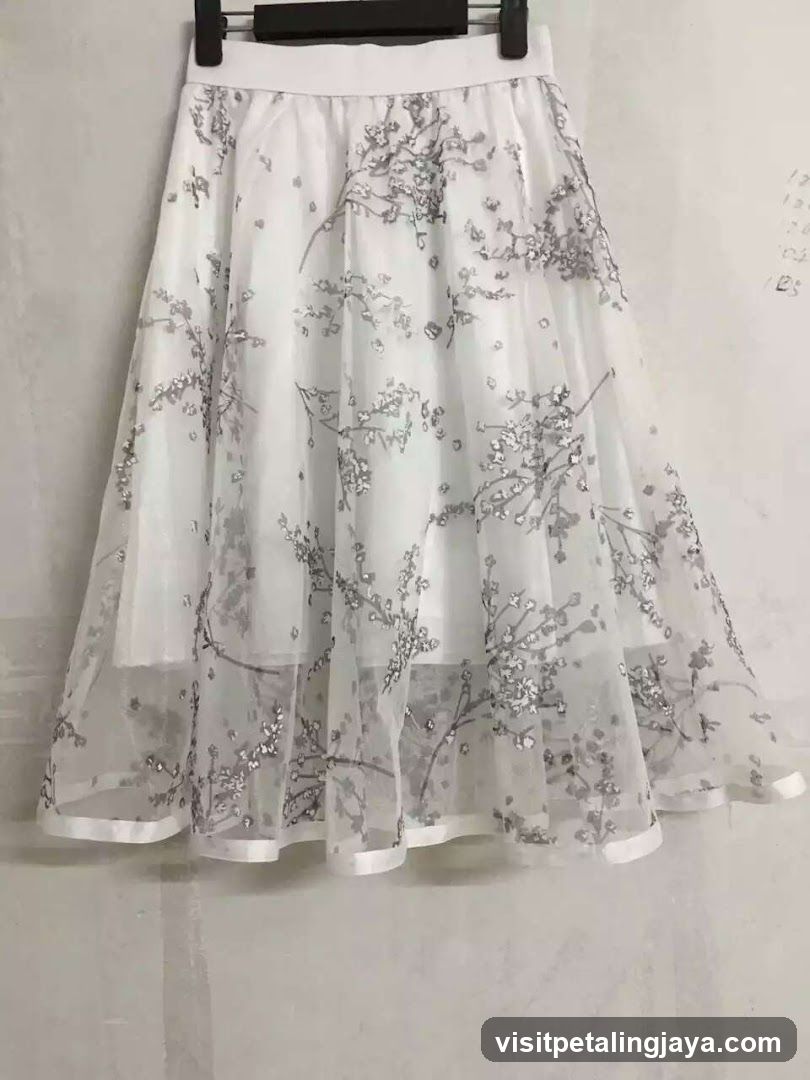 White Skirt with Floral Pattern