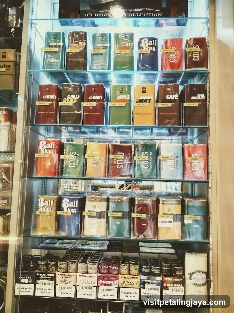 Display case with tobacco products