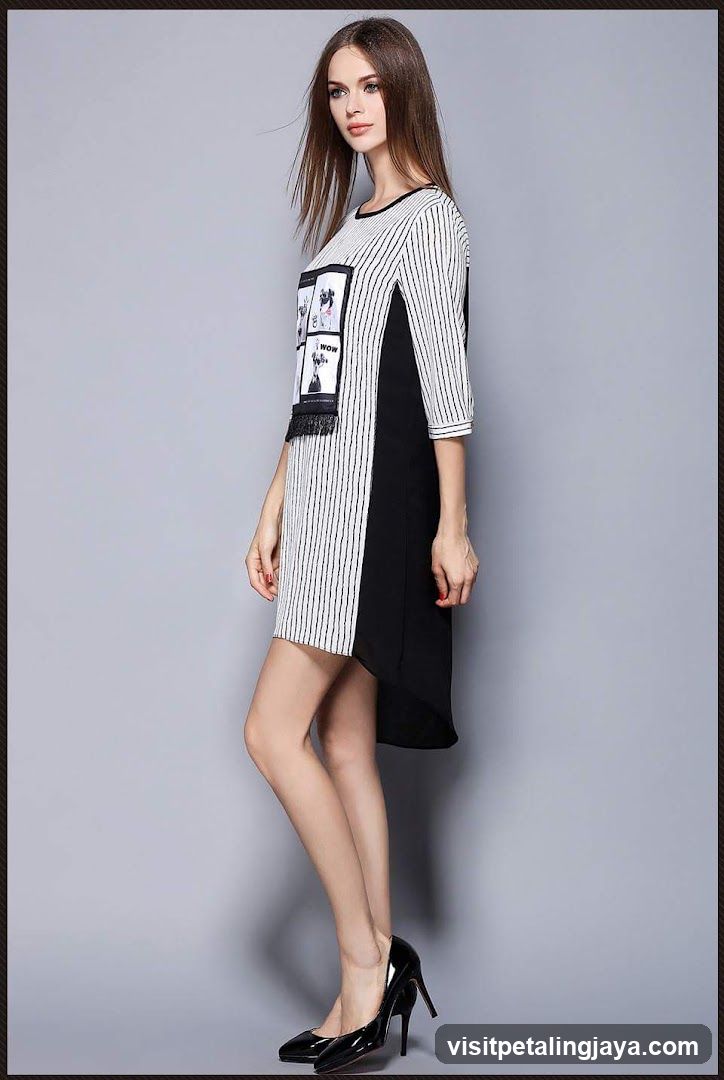 Woman in Striped Dress