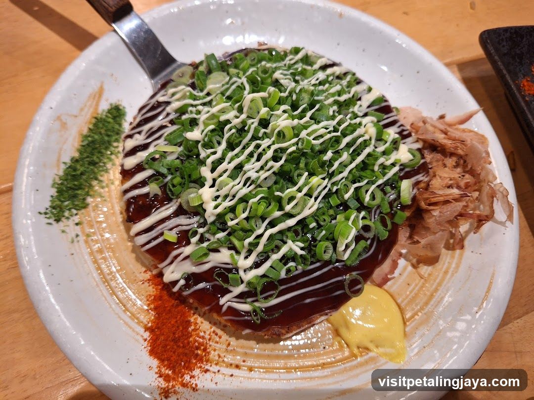 Okonomiyaki with toppings