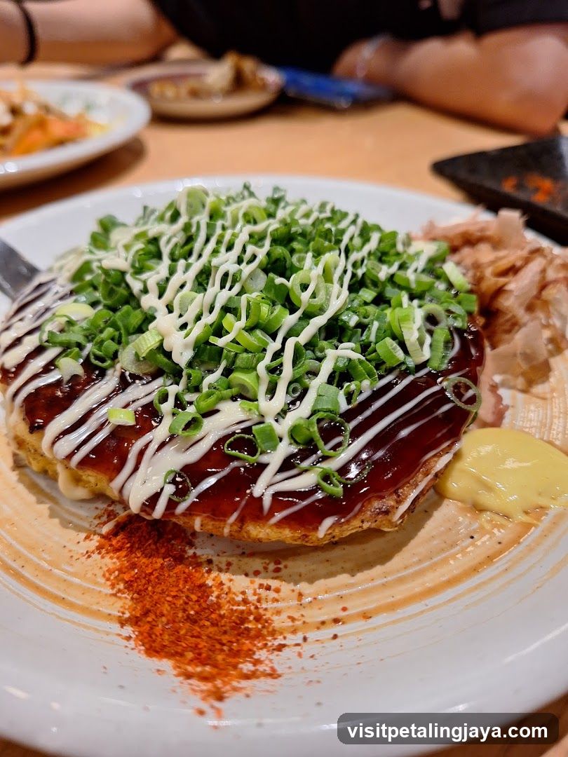 Okonomiyaki with toppings