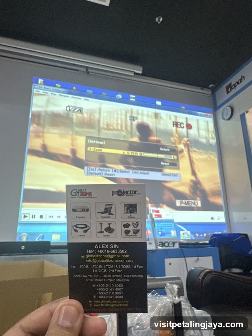 Business Card and Projector Screen Display