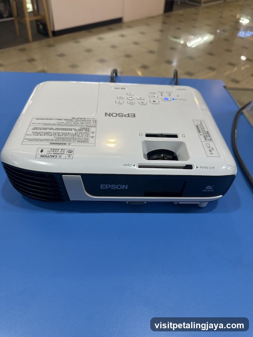 Epson Projector on Blue Table