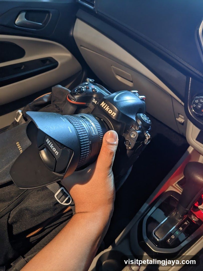 Nikon DSLR Camera in Car Interior