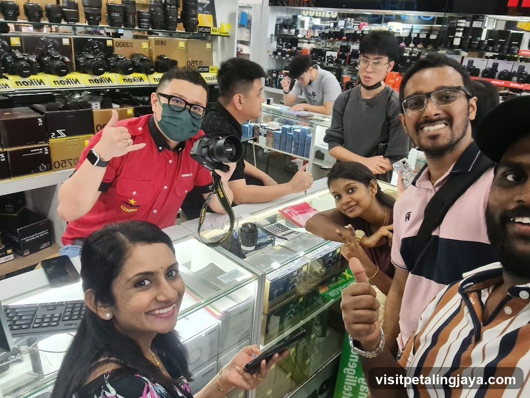Electronics Store Interior with Staff and Customers