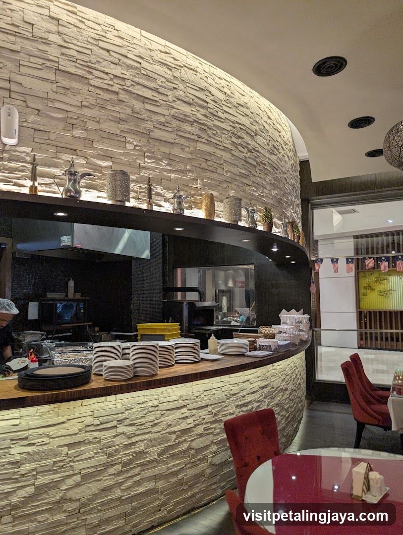 Restaurant Interior with Open Kitchen