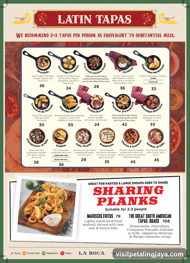 Latin Tapas Menu