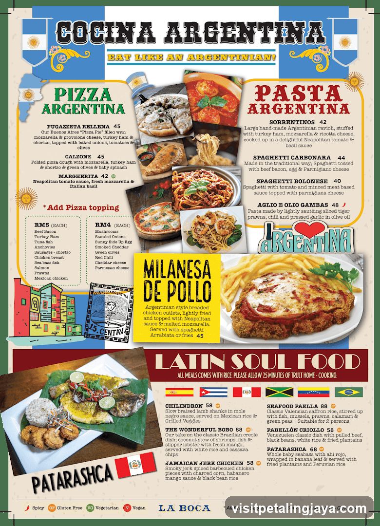 Cocina Argentina - La Boca Menu