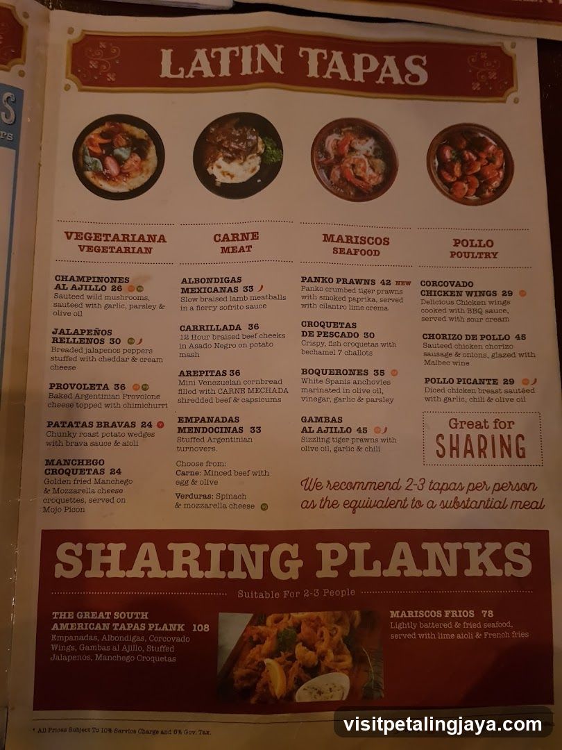 Latin Tapas Menu