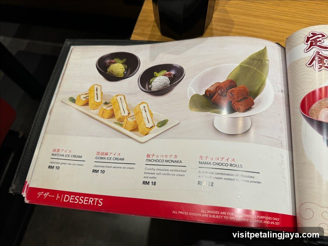 Desserts Menu Page