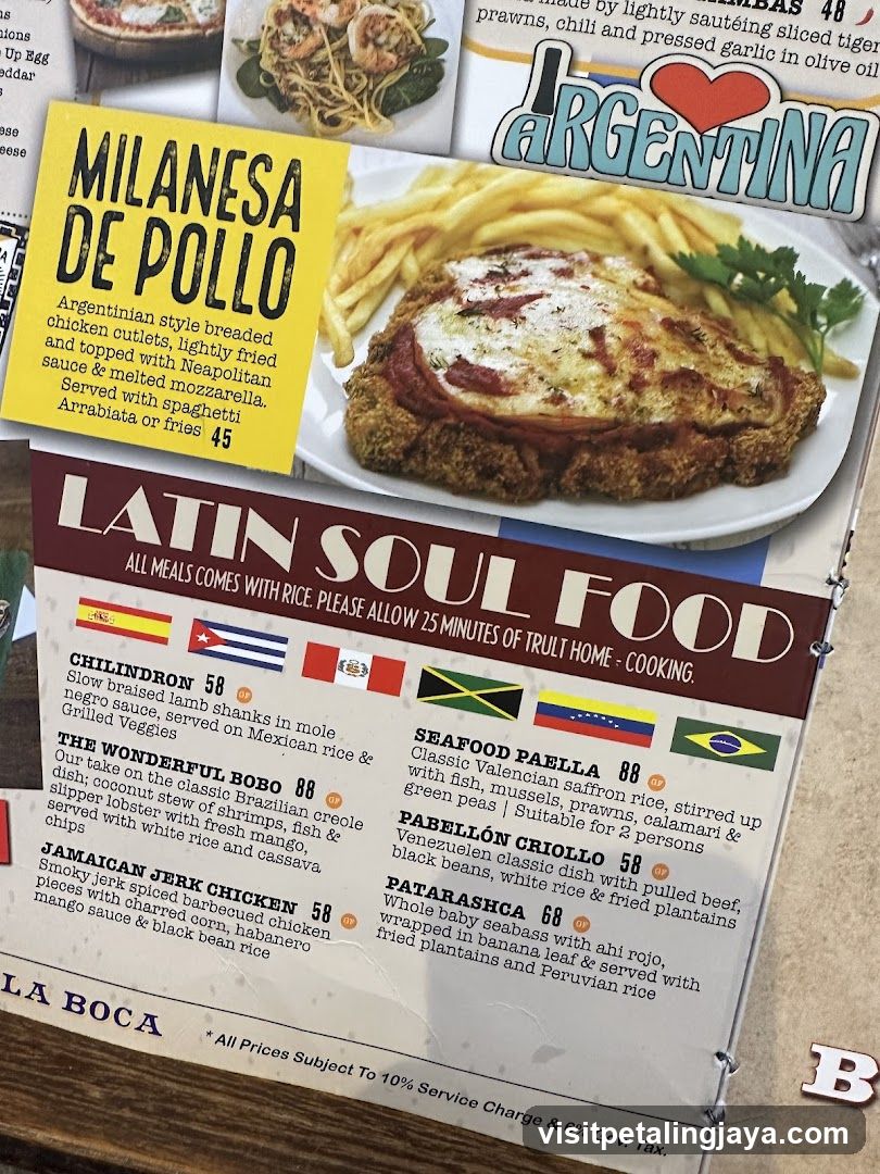 Latin Soul Food Menu