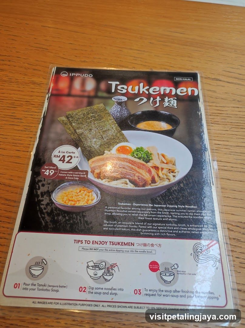 Ippudo Tsukemen Menu Card