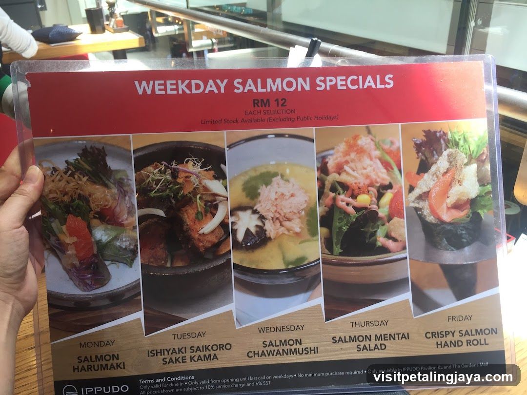 Weekday Salmon Specials Menu