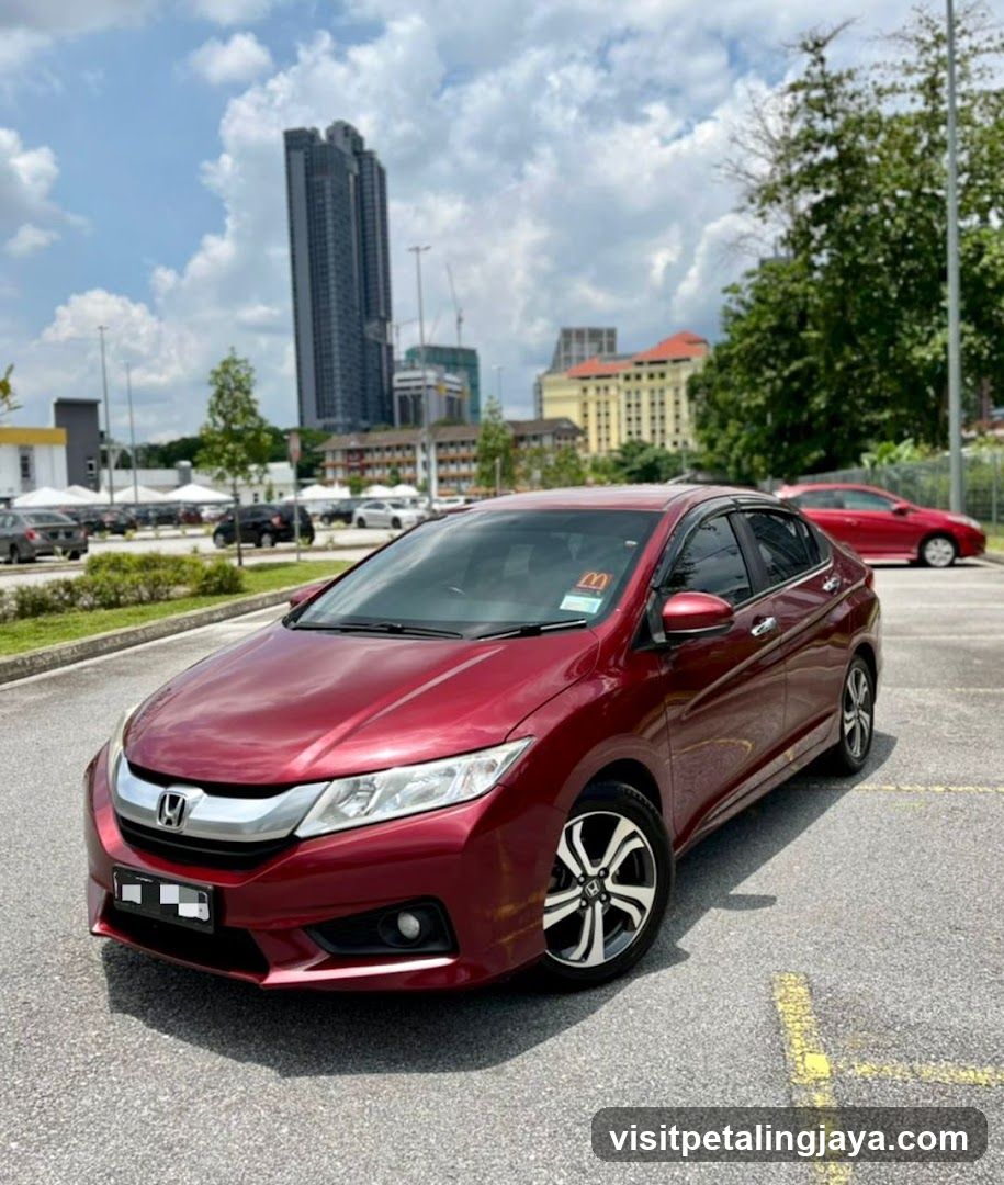 Red Honda Civic in Parking Lot