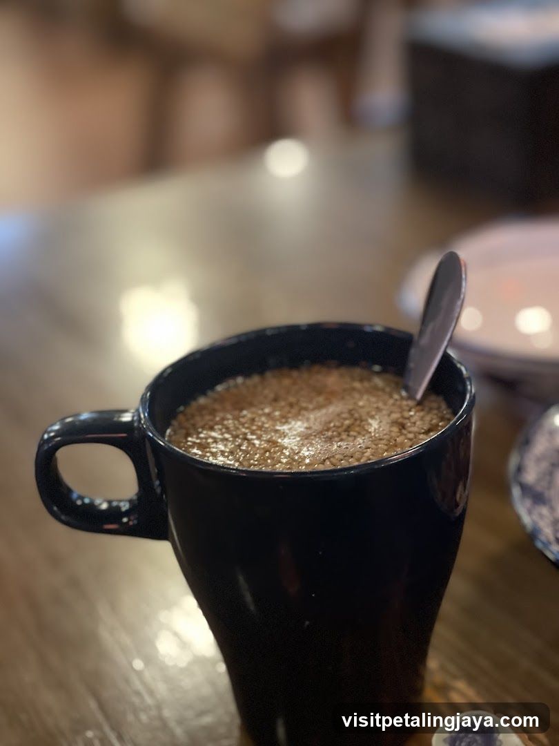 Coffee in a black mug