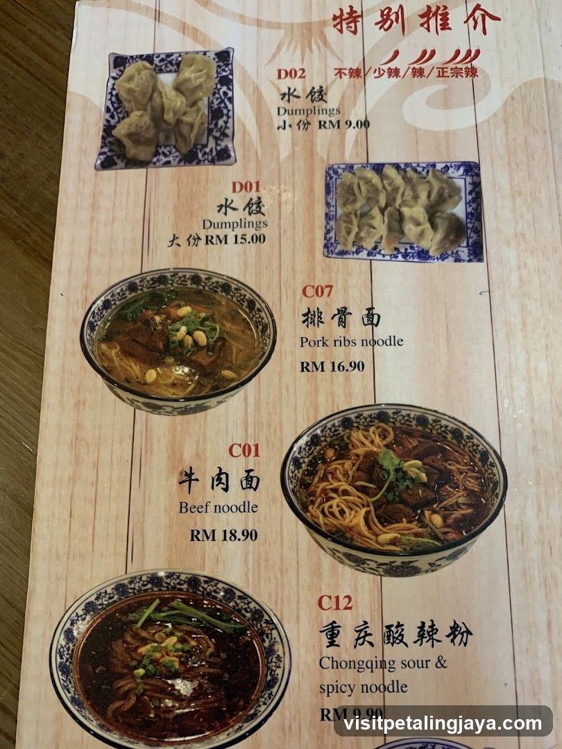 Chinese Cuisine Menu Page