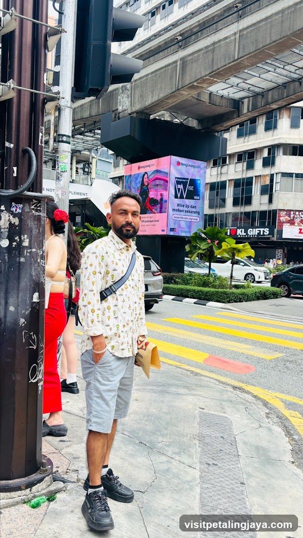 Street Scene with Pedestrians and Digital Billboard