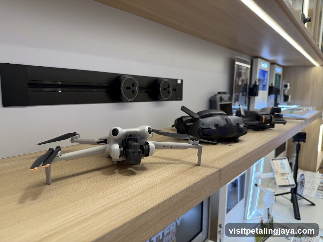Drones on display shelf