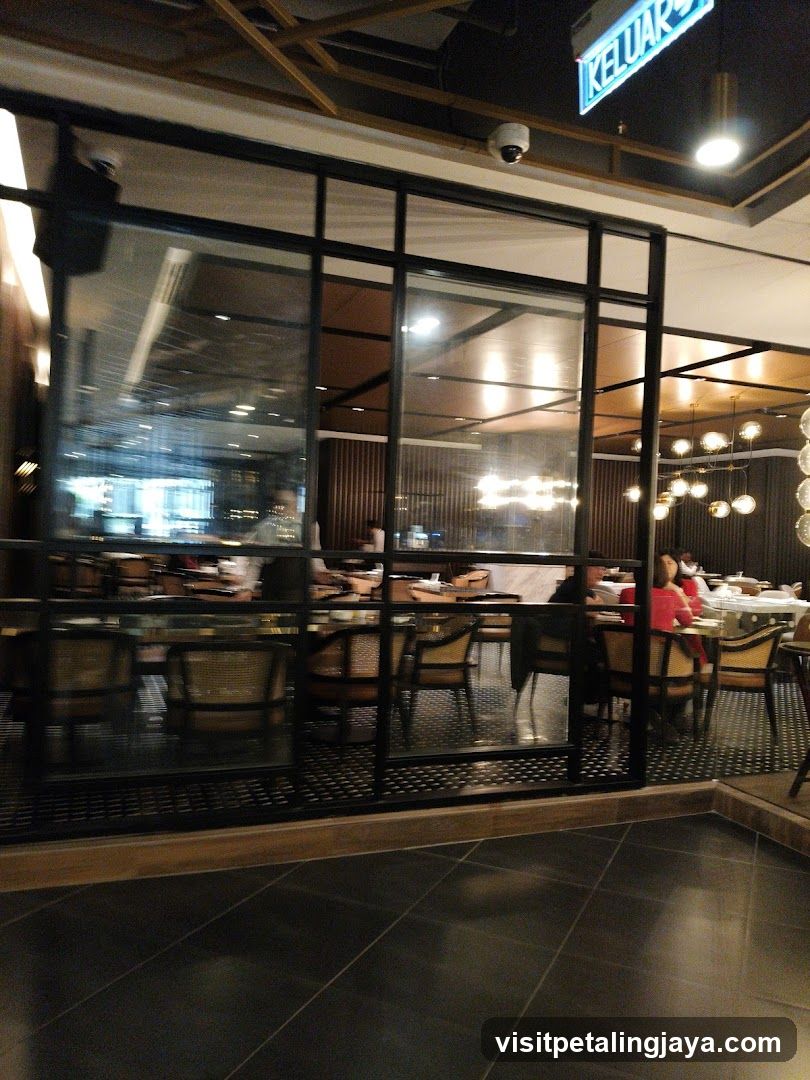 Restaurant Interior View Through Glass