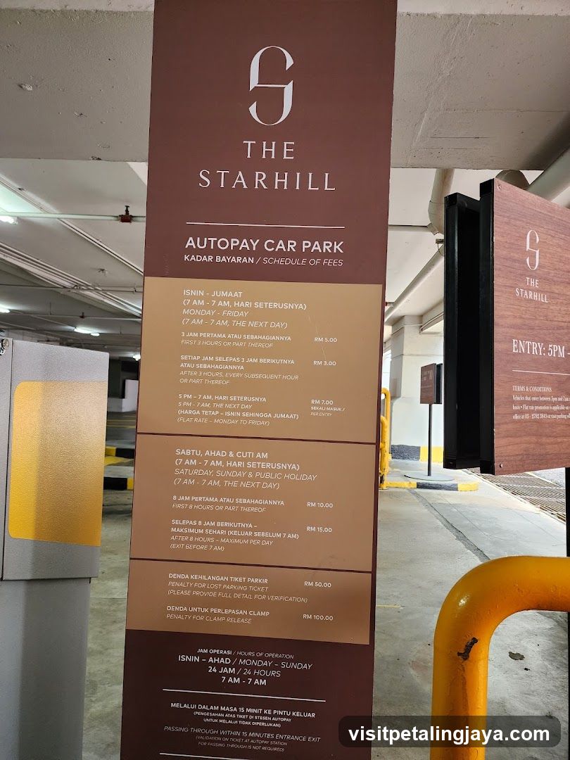 The Starhill Autopay Car Park Fee Schedule