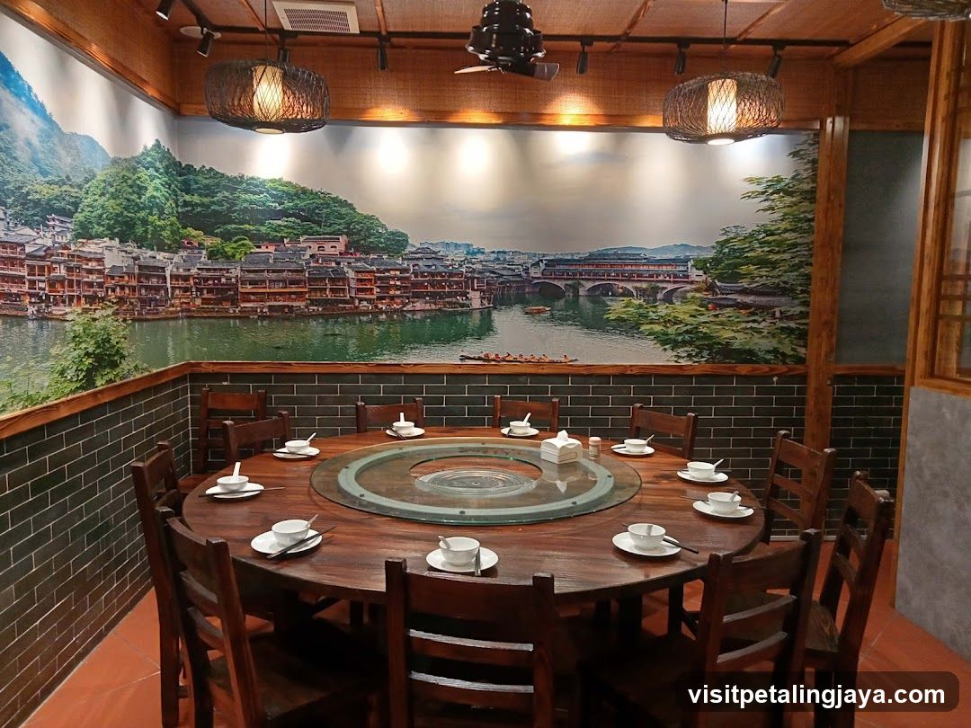 Dining Room Interior with Landscape Mural