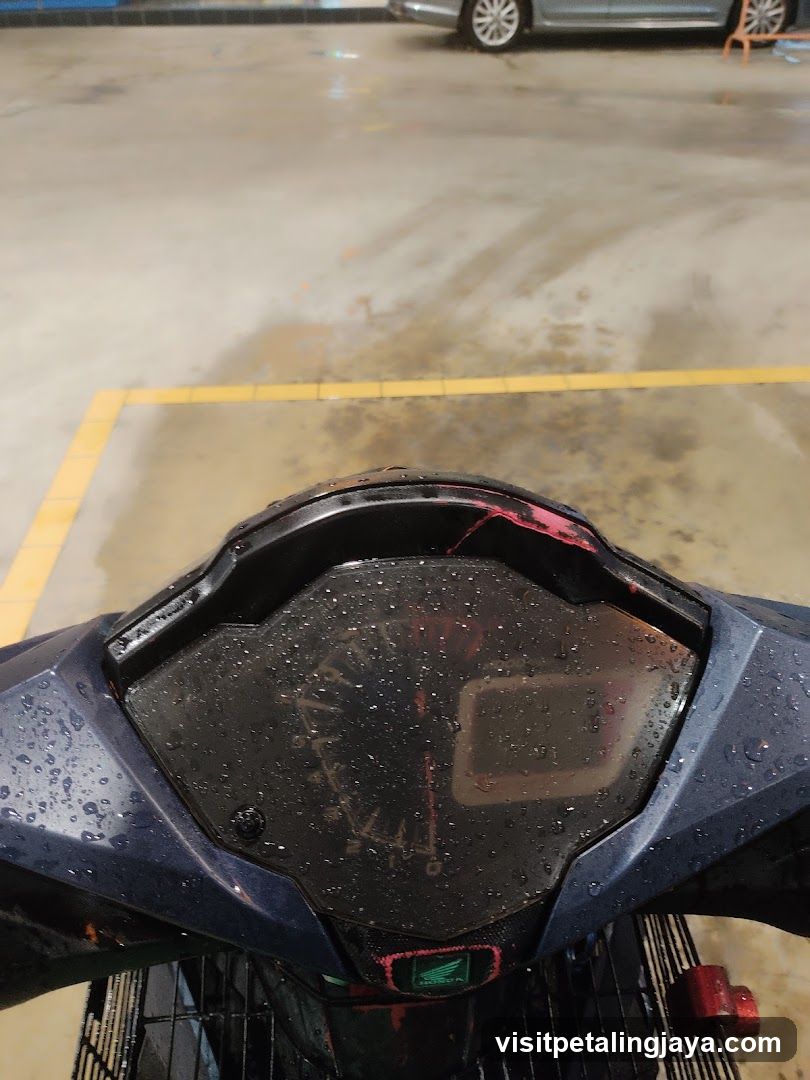 Motorcycle Dashboard in Rain