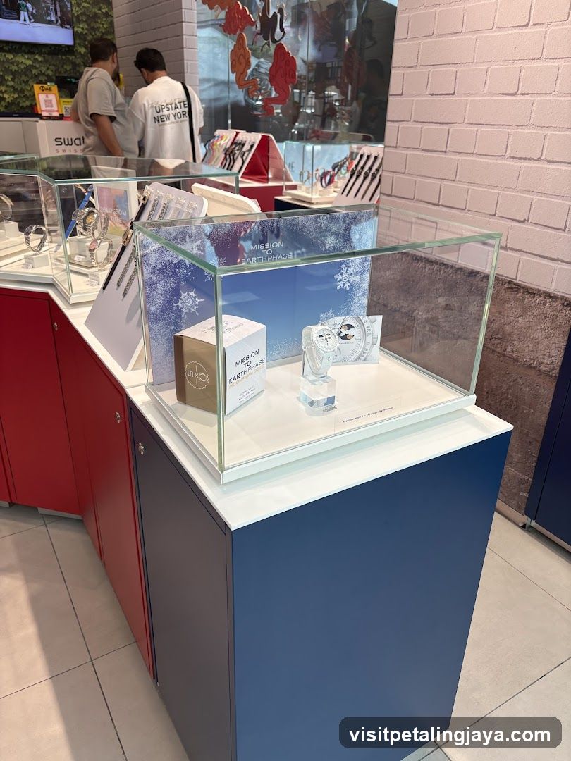 Store Display Case with Watches and Packaging