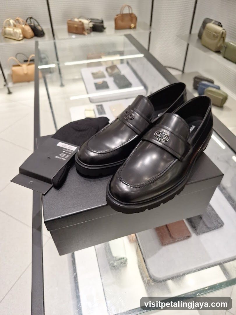 Black Leather Loafers Display