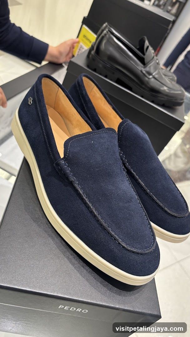 Blue Suede Loafers Display