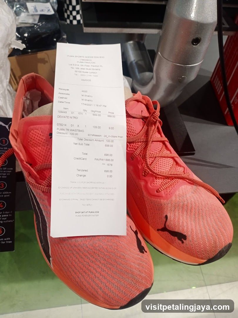 Puma Shoes Display with Receipt