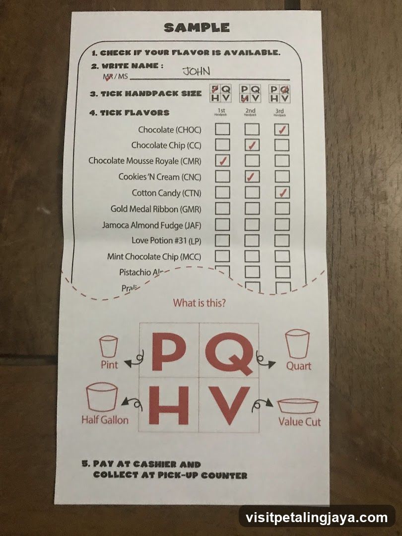 Sample Flavor Selection Form