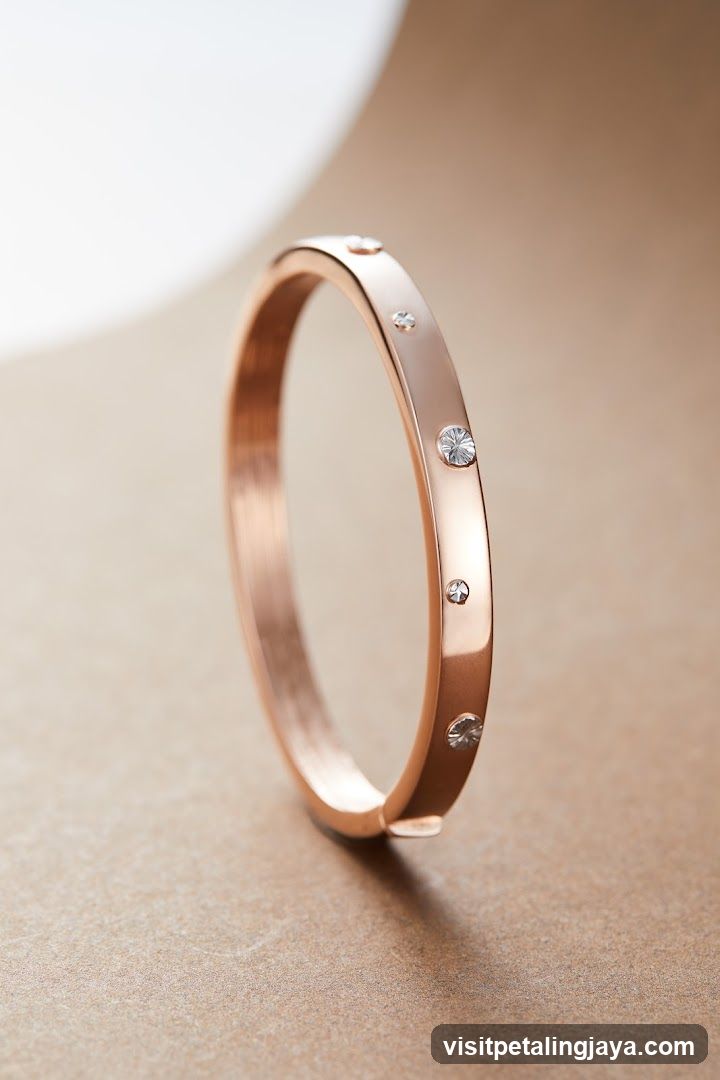 Rose Gold Bangle with Crystals
