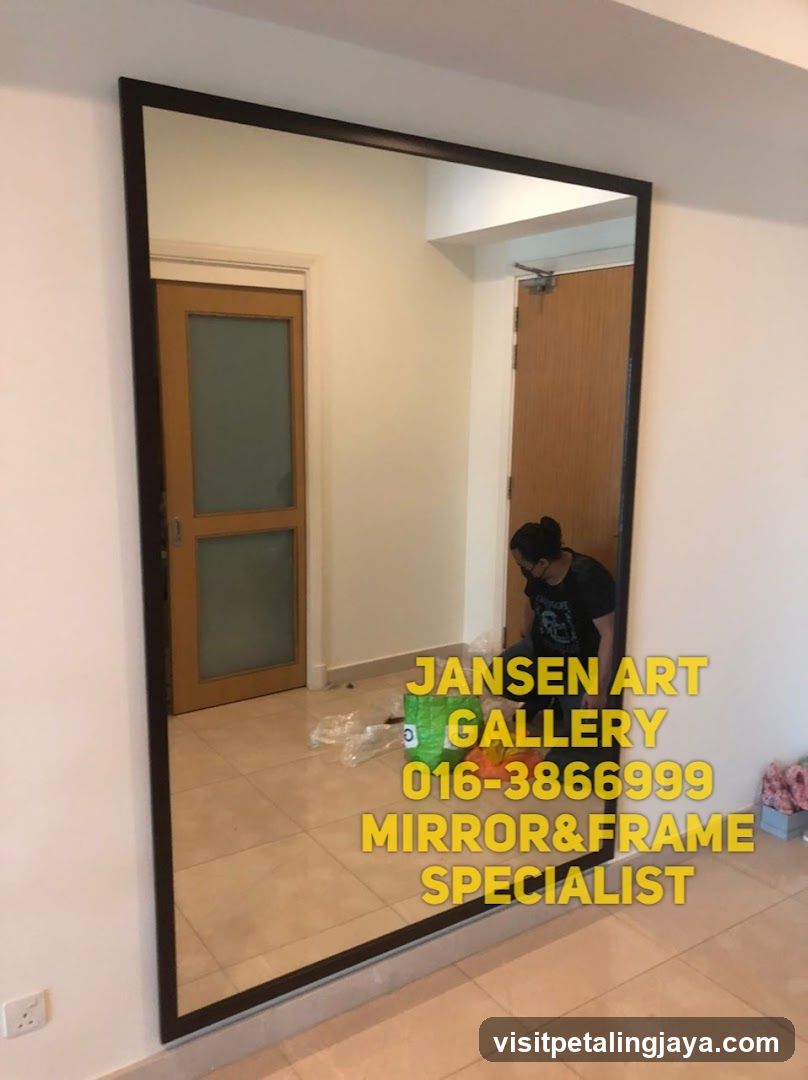 Mirror Installation Scene with Business Ad Overlay