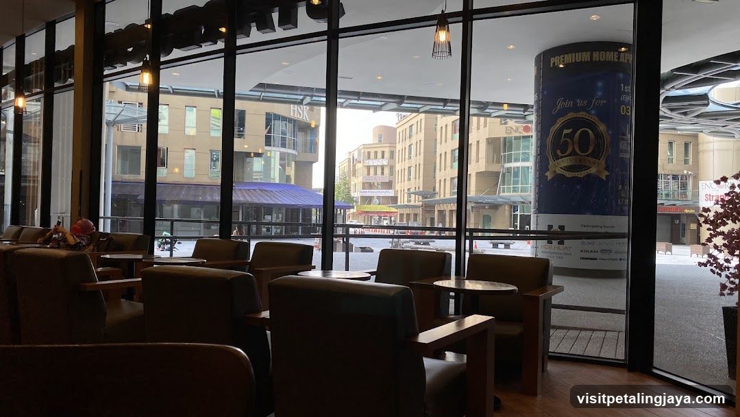 Interior View of a Coffee Shop with Street Scene Outside